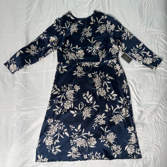 Vince Camuto Sapphire Sheen Floral Cocktail Dress (NWT; Size 1X) - Picture 1 of 5